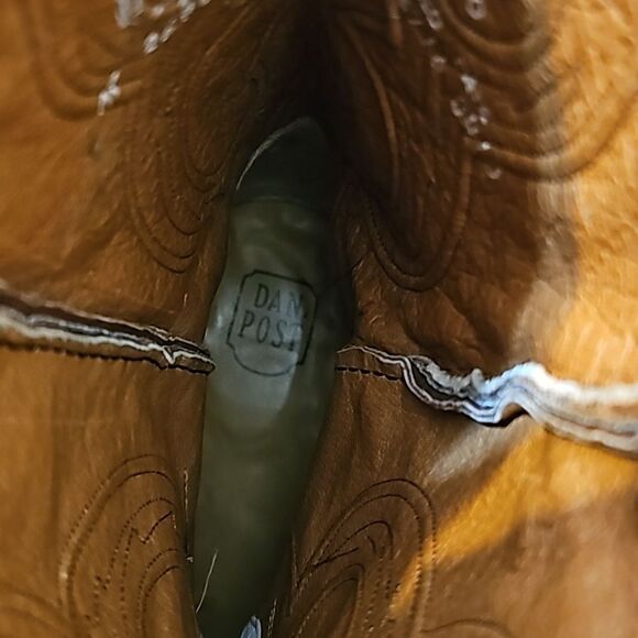 - Vintage DAN POST Men's Western Brown Bexar Rust Saddle Snip Toe Cowboy B… - Picture 8 of 13